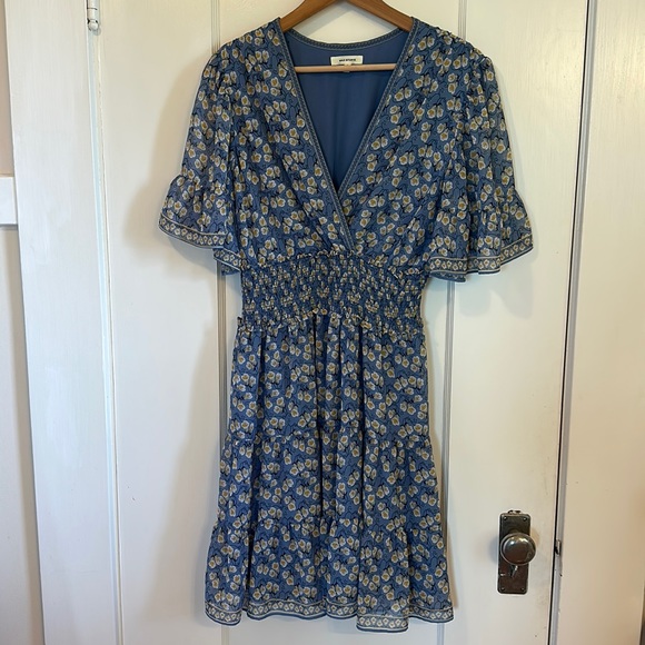 🍌 Max Studio Blue Floral Dress | Size Large - Picture 3 of 10